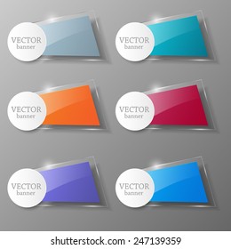Glass banner set. Vector illustration.