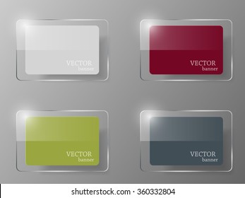 Glass banner set. Vector illustration.