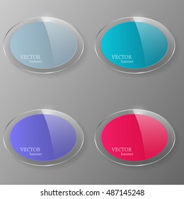 Glass banner set. Vector illustration.