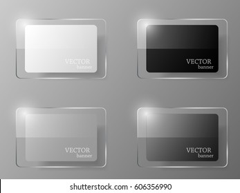 Glass banner set. Vector illustration.