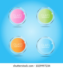 Glass banner set vector on background.