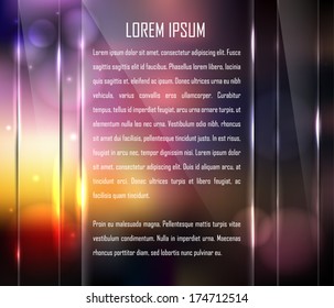 Glass banner with space for text on a blurred abstract background - vector image