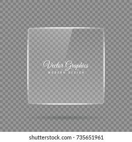 A Glass Banner Of A Square Shape. Transparent Billboard With Highlights. Vector Illustration.