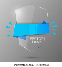 Glass banner template. Vector illustration.