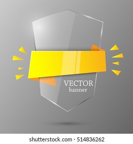 Glass banner template. Vector illustration.
