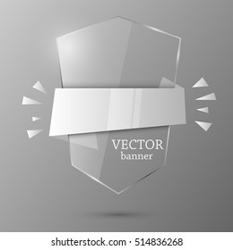 Glass banner template. Vector illustration.