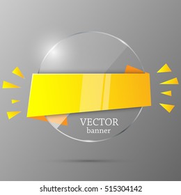Glass banner template. Vector illustration