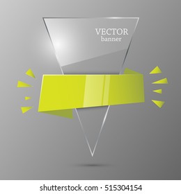 Glass banner template. Vector illustration