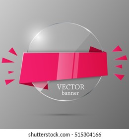 Glass banner template. Vector illustration