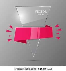 Glass banner template. Vector illustration