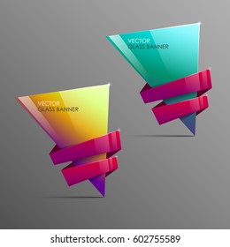 Glass banners with abstract shape and glossy effect