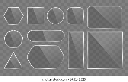 Glass banners with reflection and shadow. 
