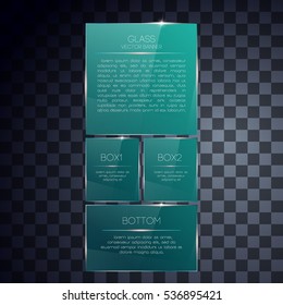 Glass banners shine shape template on transparent background