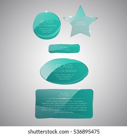 Glass banners shine shape template on gray background