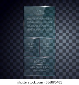 Glass banners shine shape template on transparent background