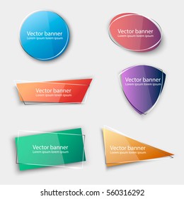 Glass banners for your text. Glass background for banners . Transparent background. Set of vector illustrations