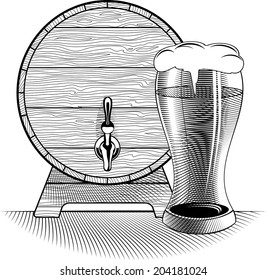 Glass & barrel of beer