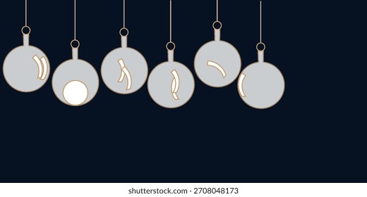 Conjunto de bolas de vidro. 3D transparente bolas de Natal penduradas para celebrações de Natal e Ano Novo. ilustrações vetoriais