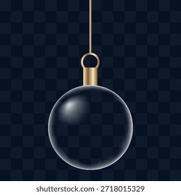 Glass bauble set. 3D transparent Christmas balls hanging for Christmas and New Year celebrations. vector illustrations