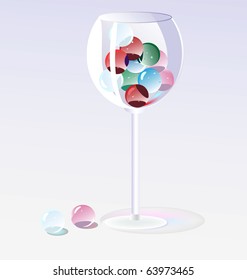 glass beads in a glass