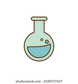 Glass beaker cartoon icon school element student concept,Chemistry, Scientific medicine, Biology, isolated vector illustration