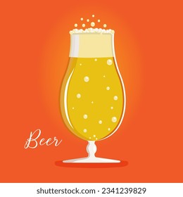 Glass of beer alcohol drink with foam, vector isolated illustration. Cold fresh alcoholic beverage.