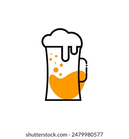 Glass of beer, alcohol, liquor, bar, restaurant, cocktail, vector illustration, vector, sea, beach, drink