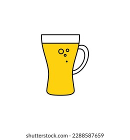 Vidrio de cerveza para el bar y la ilustración vectorial de pub aislados en fondo blanco