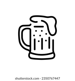 Glass of beer black line icon. Pictogram for web page, mobile app, promo.