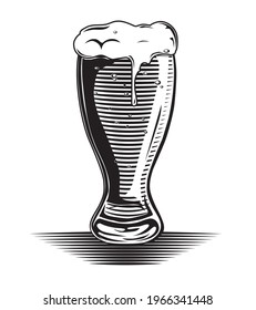 Glass of beer - black and white decorative sign icon