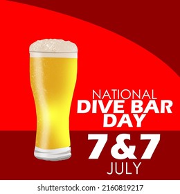 A Glass Of Beer With Bold Texts On Red Background, National Dive Bar Day July 7