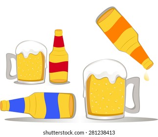 glass of beer and a bottle 