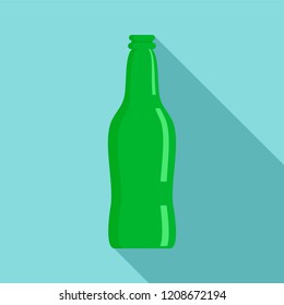 Glass beer bottle icon. Flat illustration of glass beer bottle vector icon for web design