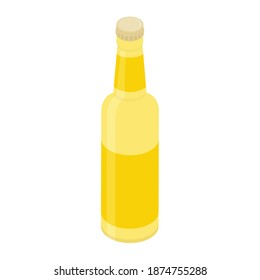 Glass beer bottle  isolated on white background. Vector. Isometric view