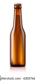 Glass beer bottle on a white background Isolated