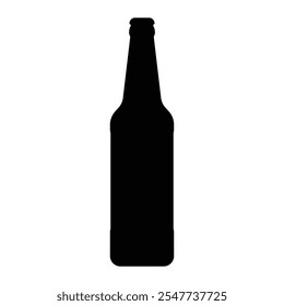 Icono de Vector de botella de cerveza de vidrio. Silueta negra. Pub, concepto de bar. Pictograma de la cervecería. Diseño de etiqueta de bebida alcohólica. Aislado sobre fondo blanco.