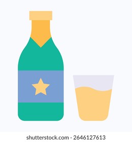 Glass Of Beer And Bottle Vector Icon. Fourth Of July Icon, Vector Style Flat Icon. 