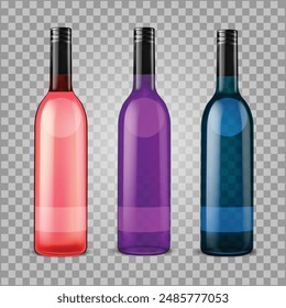 Glass Beer Bottle, Vector realistic illustration of beer bottles on a transparent background.
