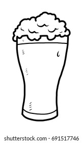 glass of beer / cartoon vector and illustration, black and white, hand drawn, sketch style, isolated on white background.