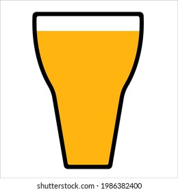 glass for beer or cocktail, or lemonade. Flat style icon on white. Vector illustration