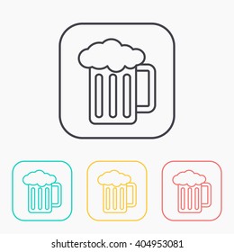 Glass of beer color icon set 