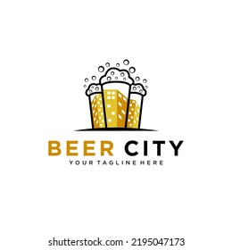 Glass Beer Combination City Logo Design