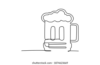 A glass of beer. Continuous one line drawing