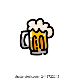 Glass of beer doodle isolated