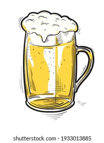 Glass Of Beer Drawn Cartoon Illustration