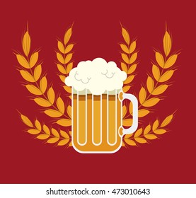 glass beer drink beverage traditional icon. Colorful and Flat design. Vector illustration