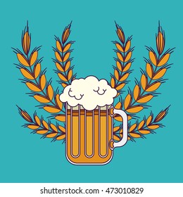 glass beer drink beverage traditional icon. Colorful and Flat design. Vector illustration