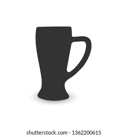 Glass with beer drinking handle, flat design.