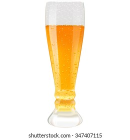 Glass of beer with drops. Vector illustration isolated on white background.
