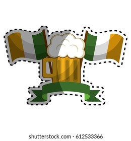 glass beer with flags and ribbon
